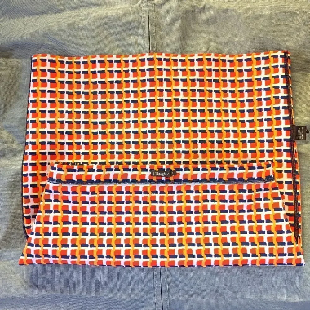 J. McLaughlin Halle Navy Pink Geometric Print Reversible Skirt sz SM EUC